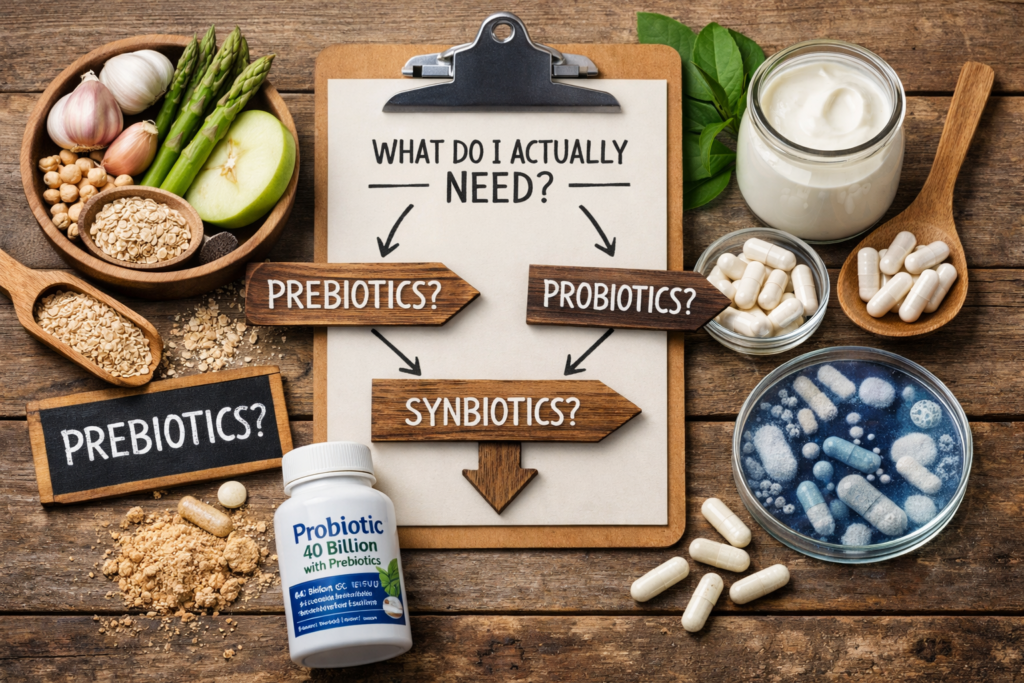 prebiotics vs probiotics vs synbiotics