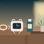 Calm bedside scene with a sunrise clock, tea, and soft window light illustrating sleep consistency and circadian rhythm support