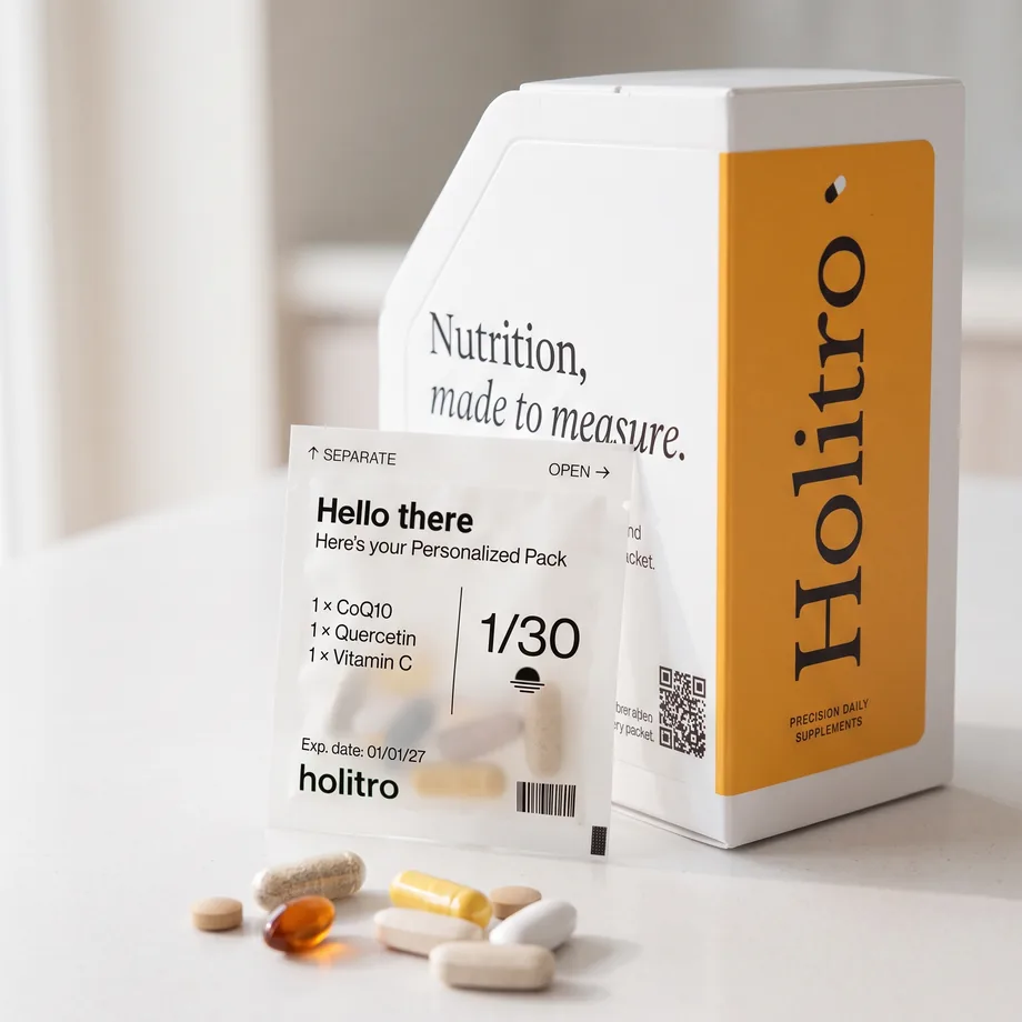 Holitro box with a daily supplement pouch and capsules